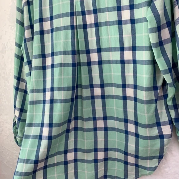 Billy T Lyocell Green & Blue Plaid Relaxed Flannel Sz Large - Picture 9 of 15